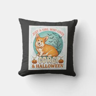 Cojín Decorativo Sólo Chica Que Ama Corgi Calabazas Murciélagos de 