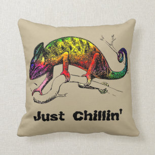 Cojín Decorativo Solo Chillin' - Rainbow Chameleon Lizard