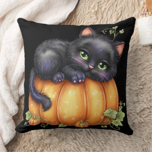 Cojín Decorativo Solo colgando, Gatito Descansando En Calabaza