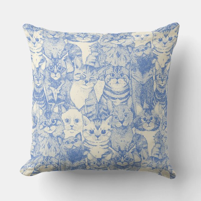 Cojín Decorativo sólo gatitos azules (Anverso)