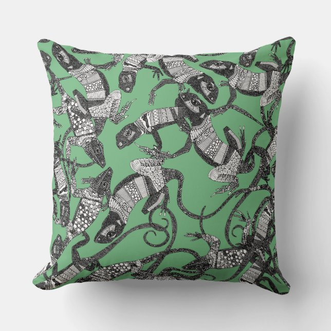 Cojín Decorativo sólo lagartijas verdes (Anverso)