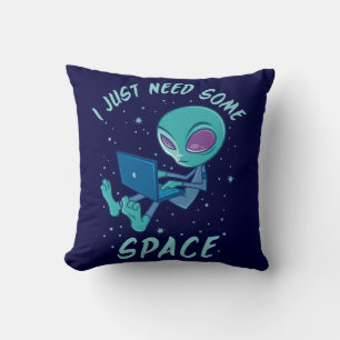 Cojín Decorativo Solo necesito algo de espacio ajeno con portátil