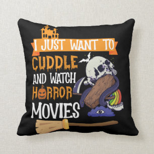 Cojín Decorativo Solo Quiero Acurrucarme Y Ver Películas De Terror