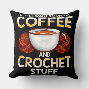 Cojín Decorativo Solo Quiero Beber Café Y Crouchet