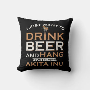 Cojín Decorativo Solo quiero beber cerveza y colgar con mi shiba