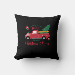 Cojín Decorativo Solo quiero beber vino y ver películas de Navidade