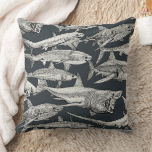 Cojín Decorativo solo tiburones negro metalizado