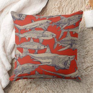 Cojín Decorativo solo tiburones retro