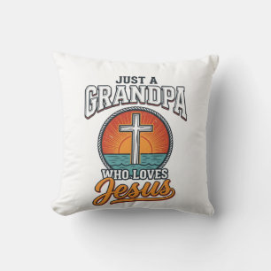 Cojín Decorativo Solo un abuelo que ama a Jesús Camiseta vintage cr