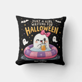 Cojín Decorativo Sólo Un Chica Esperando Por Halloween Espantador V