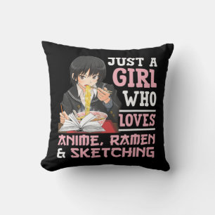 Cojín Decorativo Solo Un Chica Que Ama A Anime Ramen Y Esboza A Gi