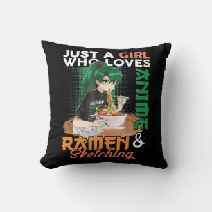 Cojín Decorativo Solo Un Chica Que Ama A Anime Ramen Y Esboza A Gi