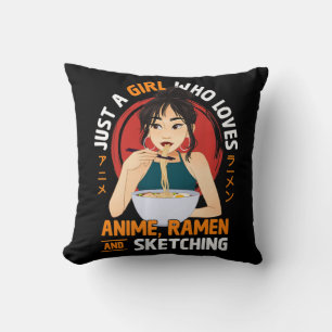 Cojín Decorativo Solo Un Chica Que Ama A Anime Ramen Y Esboza A Gi