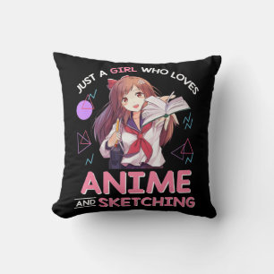 Cojín Decorativo Solo un Chica que ama a Anime y esboza 8