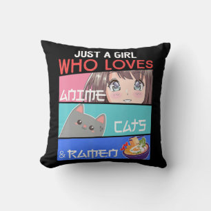 Cojín Decorativo Sólo un Chica que ama a los gatos animales Ramen L