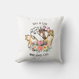Cojín Decorativo Sólo un Chica que ama a los gatos Floral Kitty Doo