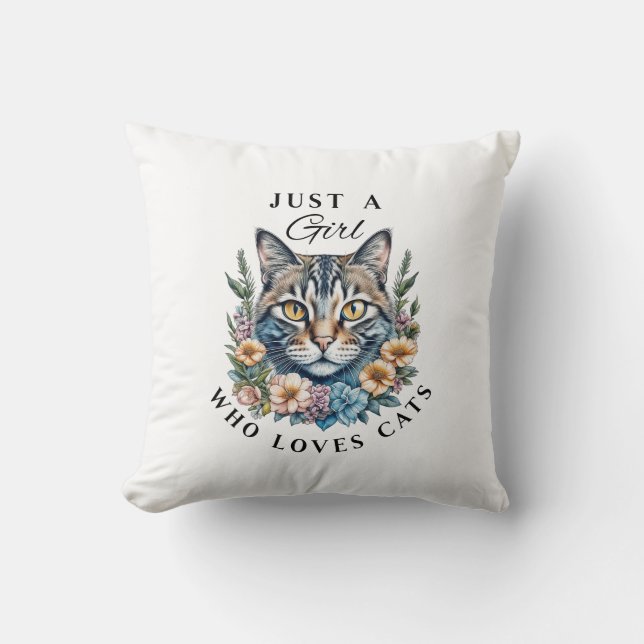 Cojín Decorativo Sólo un Chica que ama a los gatos personalizado (Anverso)