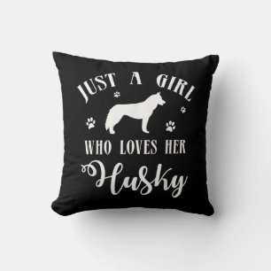 Cojín Decorativo Sólo un Chica que ama a su Husky   Decoración de p
