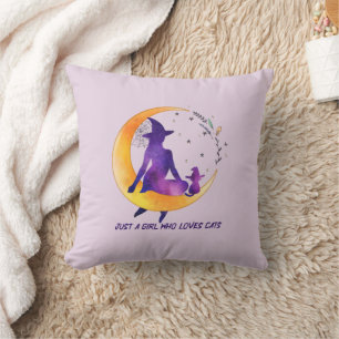 Cojín Decorativo Sólo un Chica que ama al gato