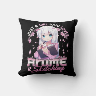 Cojín Decorativo Solo un Chica que ama el anime y el dibujo