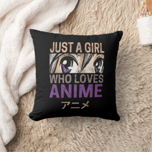Cojín Decorativo Sólo un Chica que ama el antiguo viejo manga Kawai