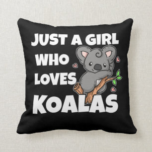 Cojín Decorativo Sólo un Chica que ama el traje de oso de Koalas K