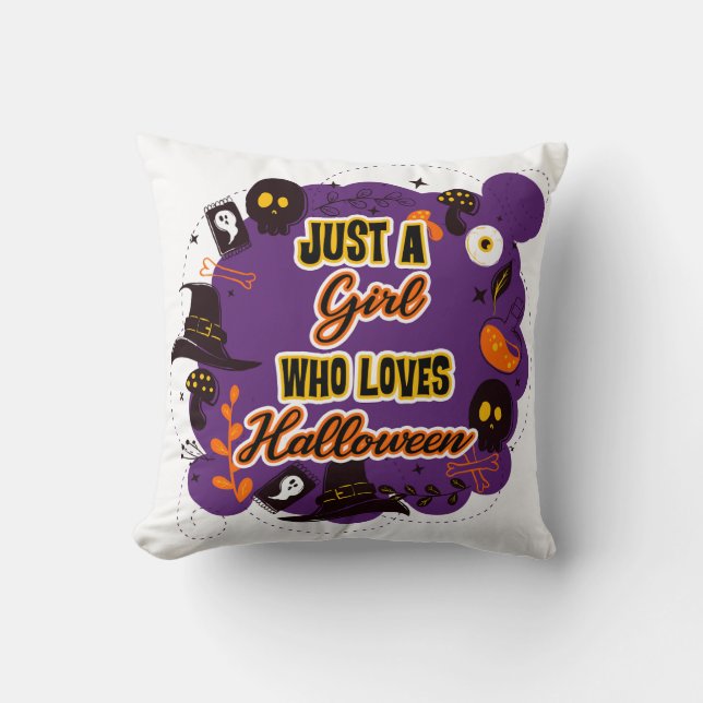 Cojín Decorativo Solo un Chica que ama Halloween (Anverso)