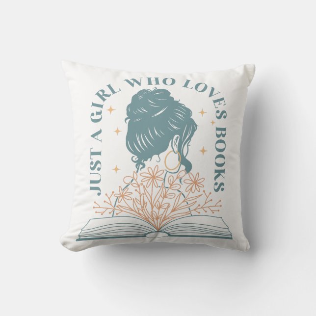 Cojín Decorativo Sólo un Chica que ama los libros (Anverso)