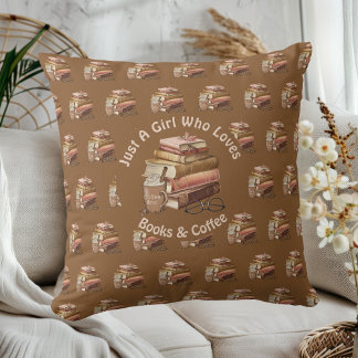 Cojín Decorativo Sólo un Chica que ama los libros y el café