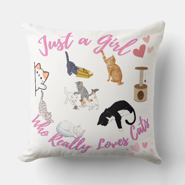 Cojín Decorativo Sólo Un Chica Que De Verdad Ama Los Gatos (Anverso)