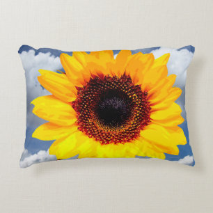 Cojín Decorativo Sólo un florecimiento de girasol + tu texto e idea