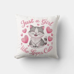 Cojín Decorativo Solo una chica que ama a los gatos Gato lindo
