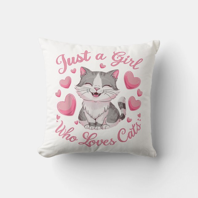 Cojín Decorativo Solo una chica que ama a los gatos Gato lindo (Anverso)