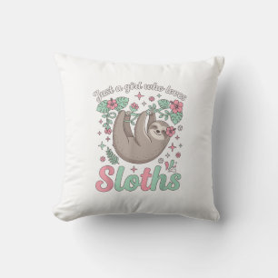 Cojín Decorativo Solo una chica que ama a los perezosos Flor tropic