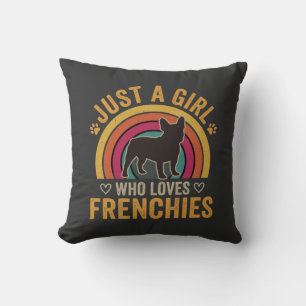 Cojín Decorativo Solo una chica que ama Frenchies Retro Dog_1