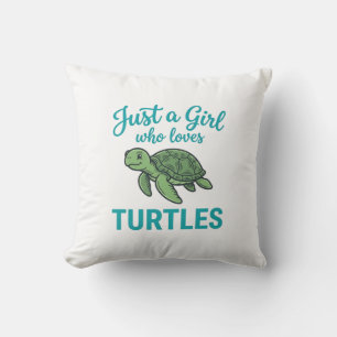 Cojín Decorativo Solo una chica que ama las tortugas grabado vintag