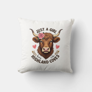 Cojín Decorativo Solo Una Chica Que Ama Las Vacas De Terreno Alto F