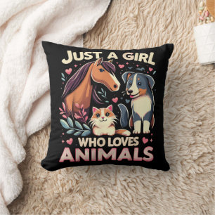Cojín Decorativo Sólo Una Chica Que Ama Los Animales Adorable Amant