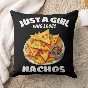 Cojín Decorativo Sólo una chica que ama los nachos divertido amante