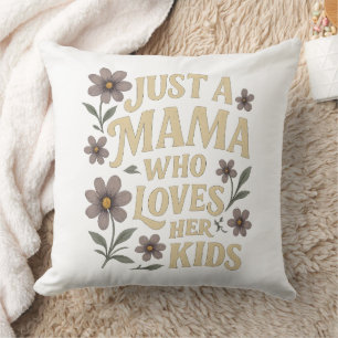 Cojín Decorativo Solo una Mamá Que Ama a Sus Hijos Retro Floral