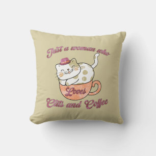 Cojín Decorativo Sólo una mujer que ama los gatos y el café
