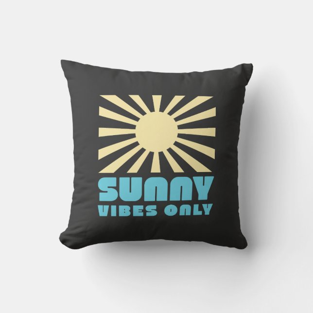 Cojín Decorativo Sólo Vibes Sunny - Gráfico Retro Sunshine Negrita (Anverso)