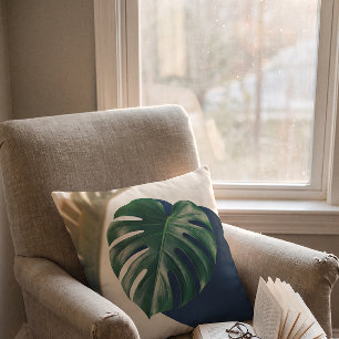 Cojín Decorativo Sombra de hoja de Monstera del Modernismo Tropical