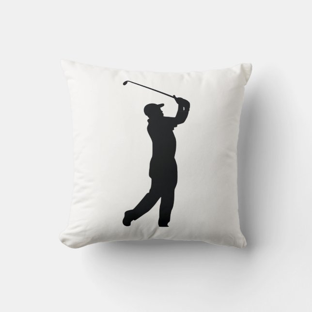 Cojín Decorativo Sombra de silueta negra de golf (Anverso)