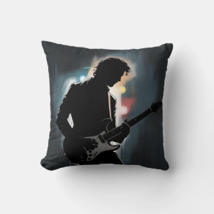 Cojín Decorativo Sombra - Misterioso Silhoue de guitarra eléctrica