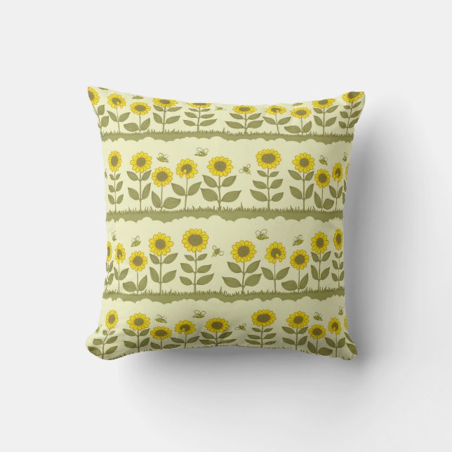 Cojín Decorativo Sombras, abejas, adorable patrón sin costuras. (Anverso)