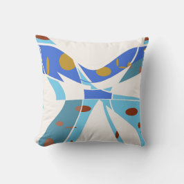 Cojín Decorativo Sombras azules con puntos de mariposa abstracta fu