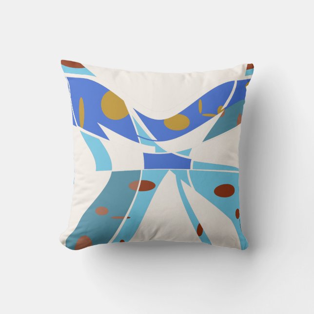 Cojín Decorativo Sombras azules con puntos de mariposa abstracta fu (Anverso)