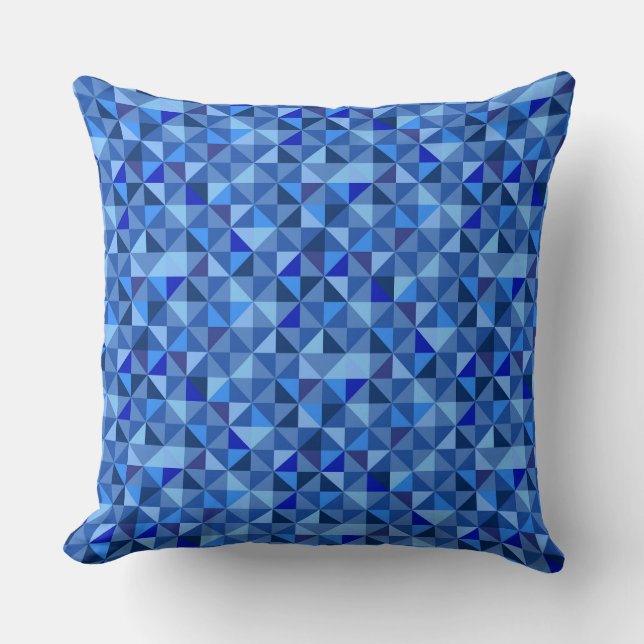 COJÍN DECORATIVO SOMBRAS BRILLADAS DE PATRONES GEOMÉTRICOS AZULES (Anverso)