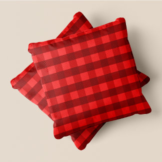 Cojín Decorativo Sombras De Moda Roja Cuadrados De Acento